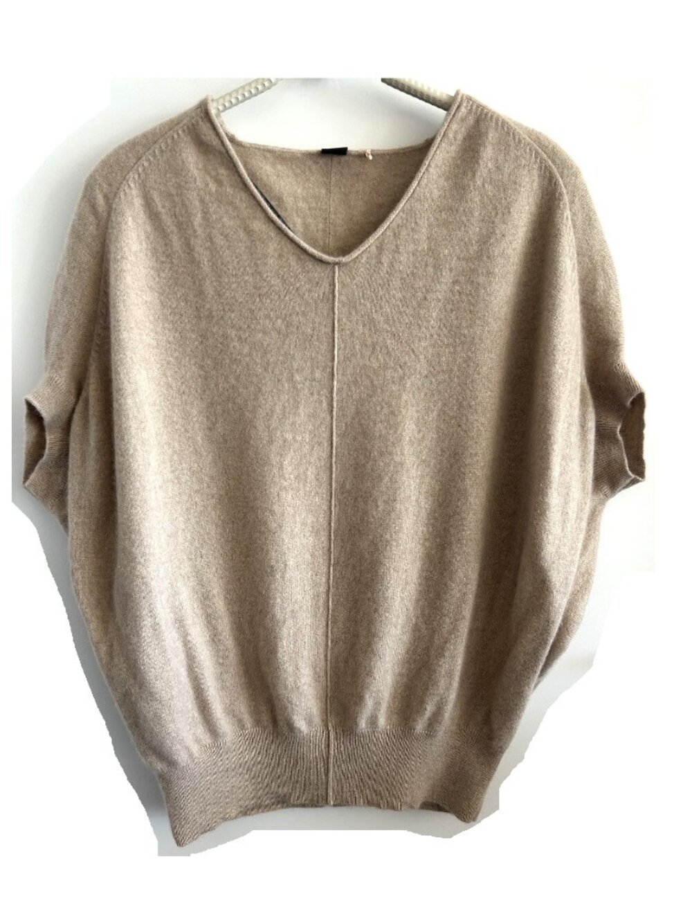 S. Oliver Tan Cashmere Half Sleeve V Neck Sweater Sz 10